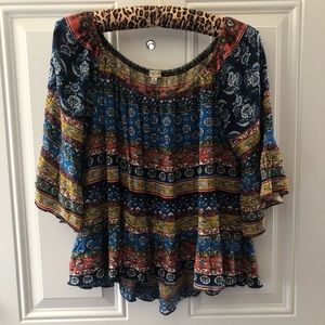 LILY WHITE Womens floral print shirt blouse top M